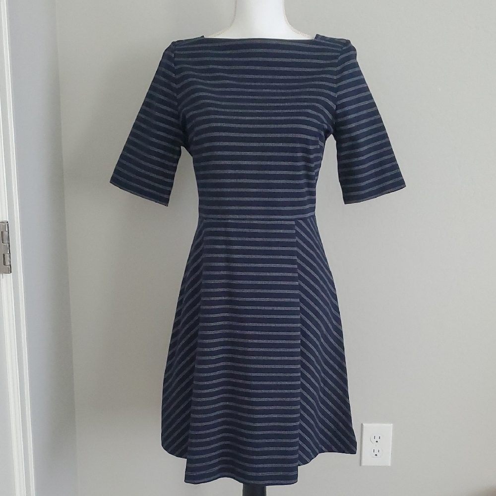 Banana Republic Blue and White Fit and Flare Midi Dress